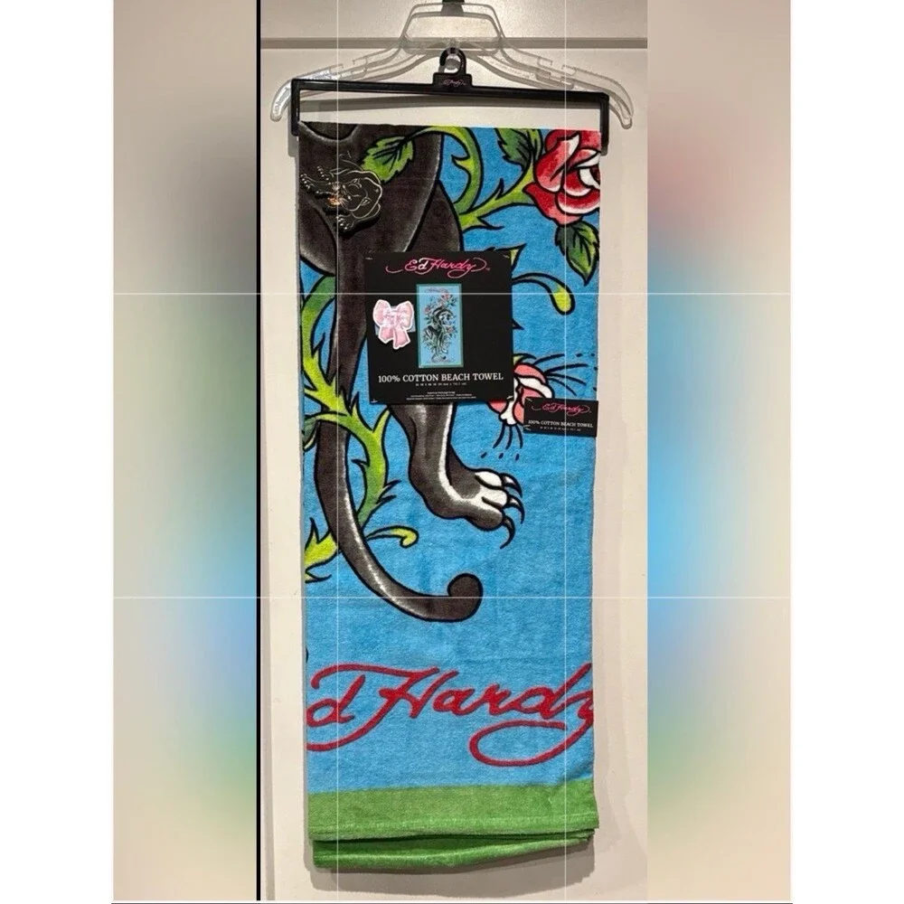 Ed Hardy Beach Towel-Blue Panther